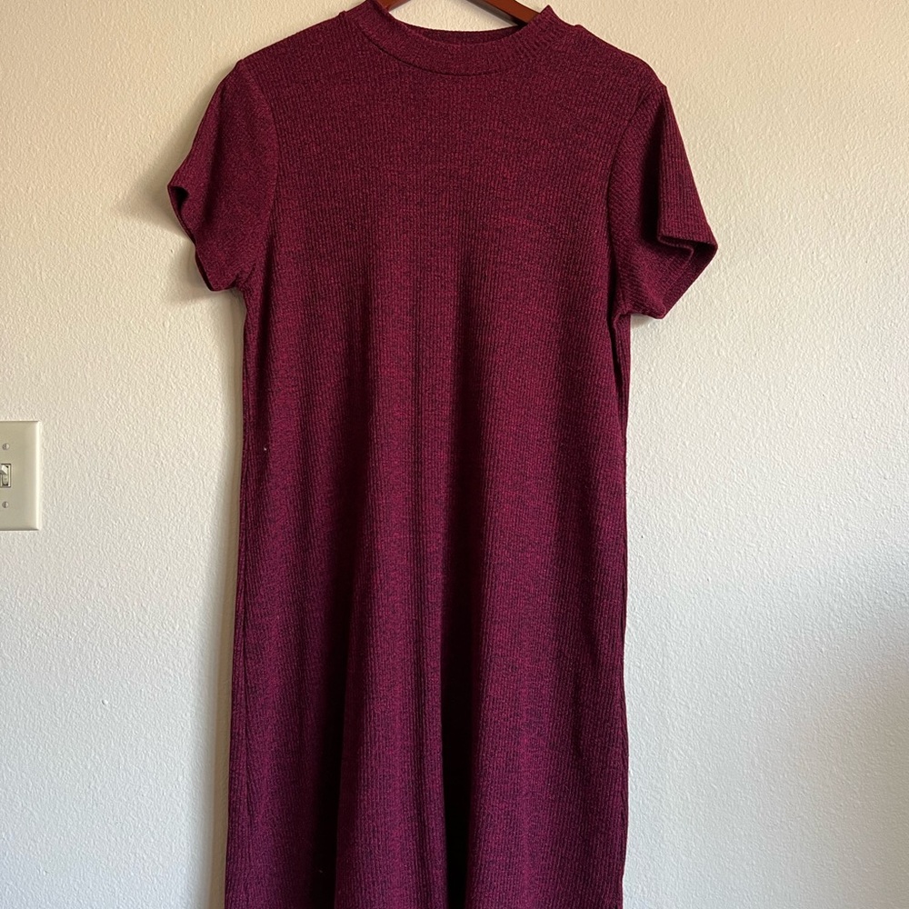 Red knitted mini dress